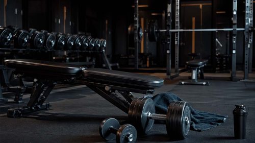 Modernes Fitnessstudio mit Hanteln