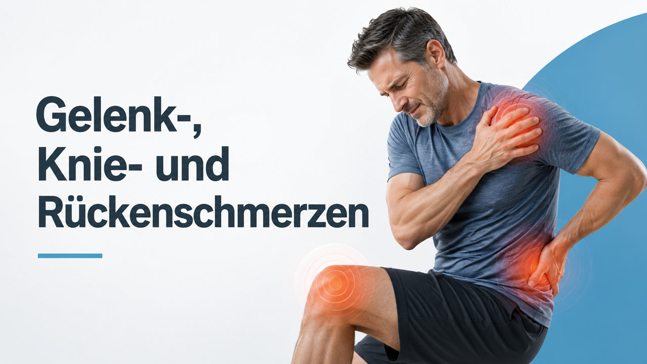 Mann mit Schmerzen in Schulter, Knie und unterem Rücken