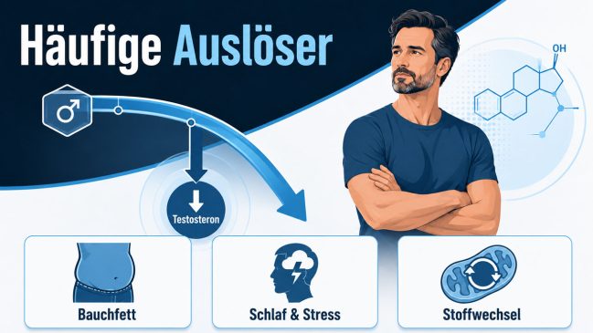 Infografik zu möglichen Ursachen für sinkende Testosteronwerte