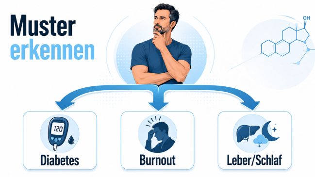 Infografik zur Unterscheidung ähnlicher Beschwerden bei Männern